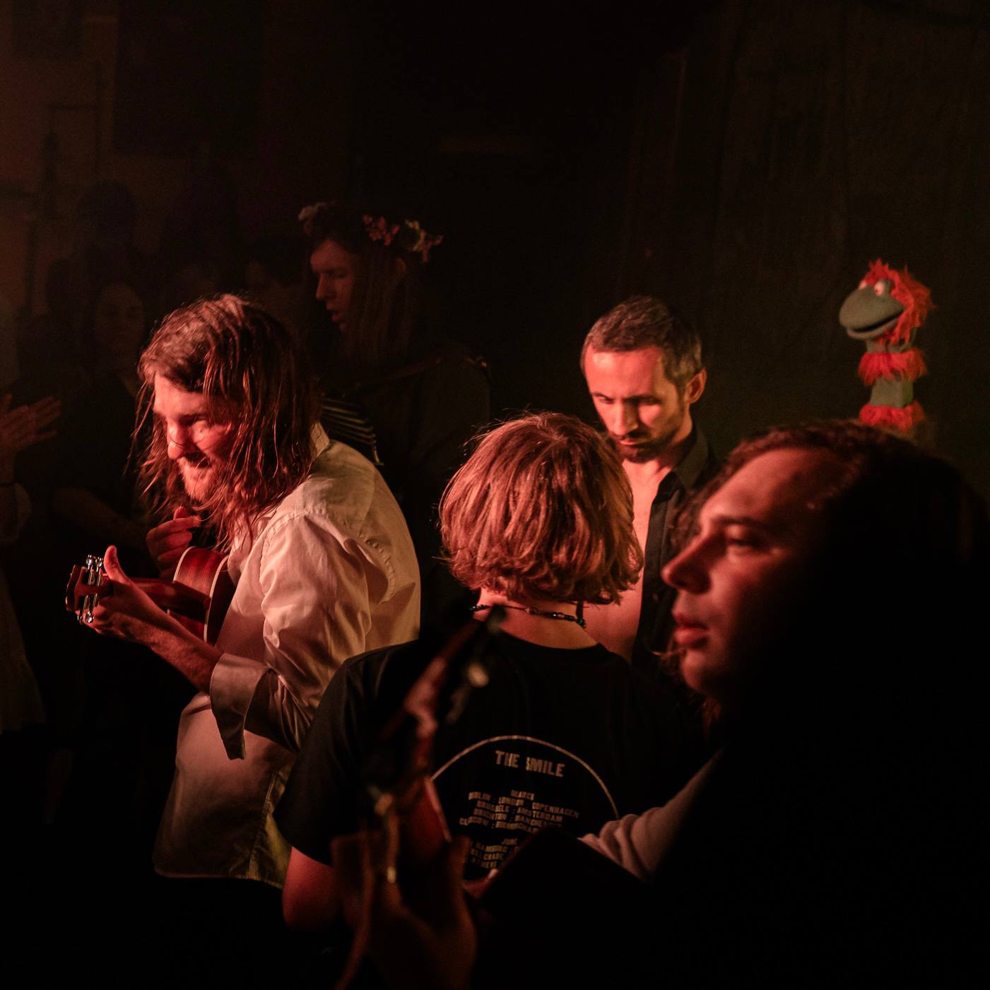 Keel the Barber! musicians performing onstage with a puppet